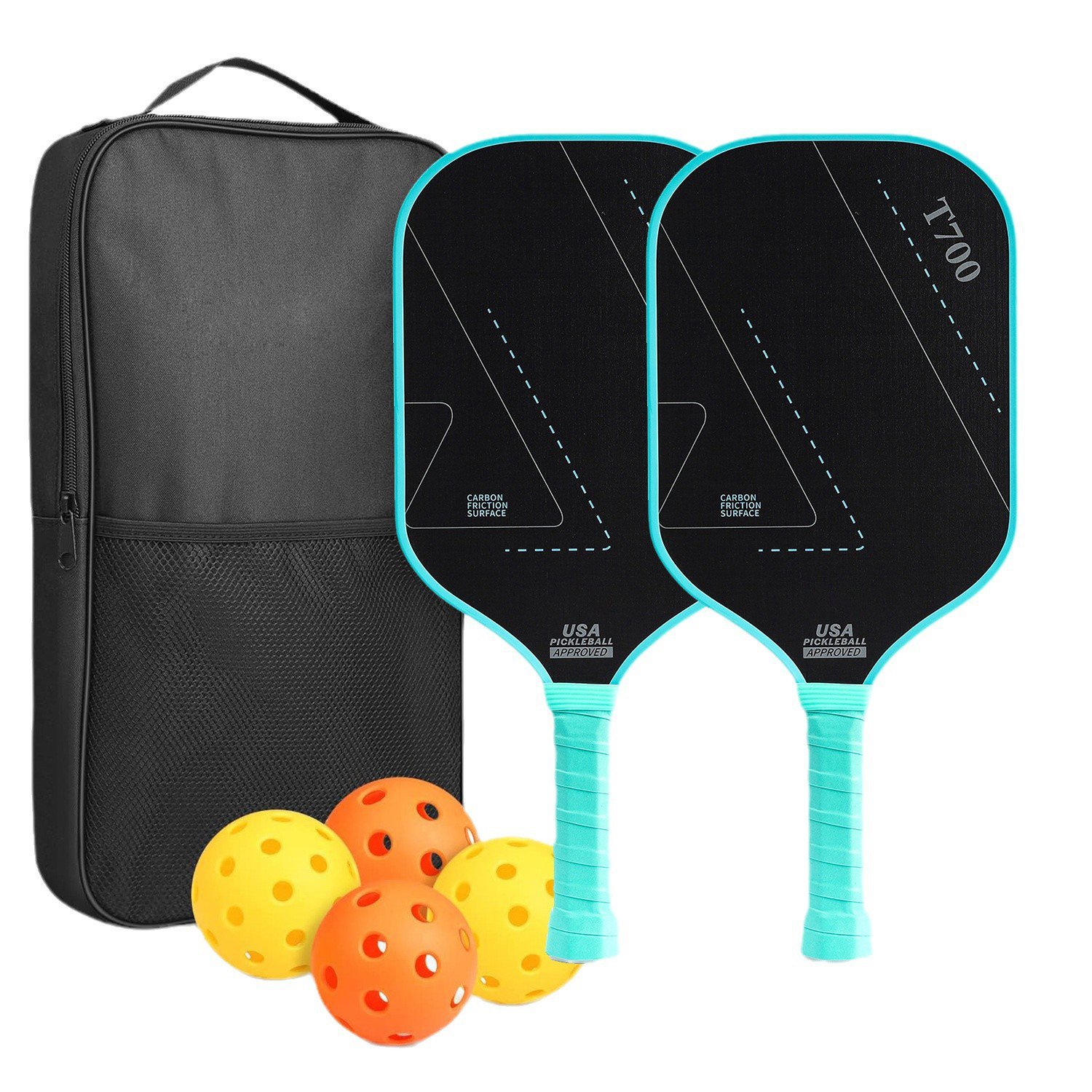 Carbon Fiber Pickleball Paddle Set Rackets & Balls Your Logo