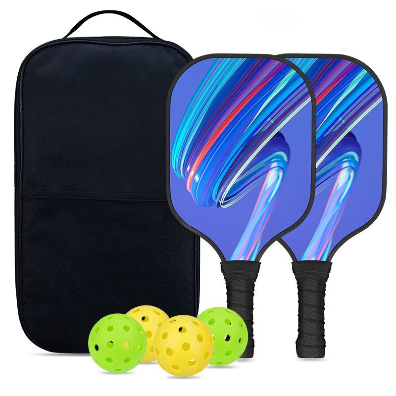Fiber Glass Pickleball Paddle Set Rackets Balls Carry Cover