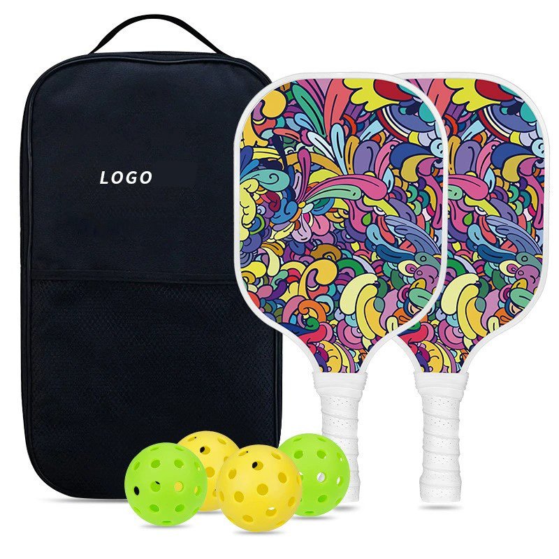 Fiberglass Pickleball Paddle Set Rackets Balls Carry Cover