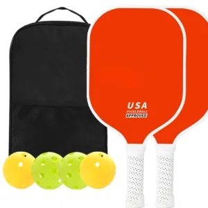 Fiberglass Pickleball Paddle Set Red Rackets Balls Carry Bag
