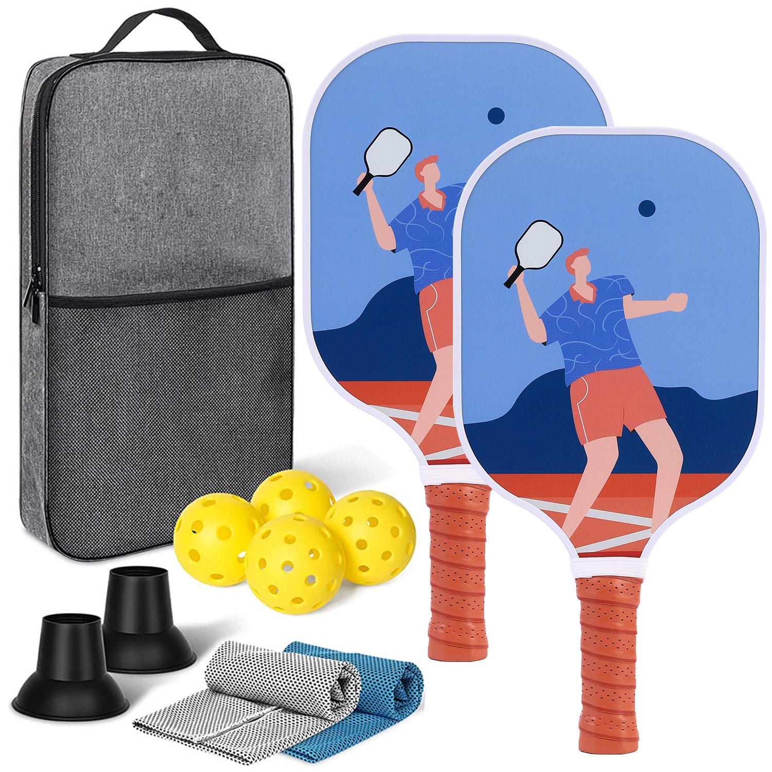 UV Print Pickleball Paddle Set With Balls Towels Retrievers
