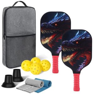 Dragon Pickleball Paddle Set With Balls Towels Retrievers